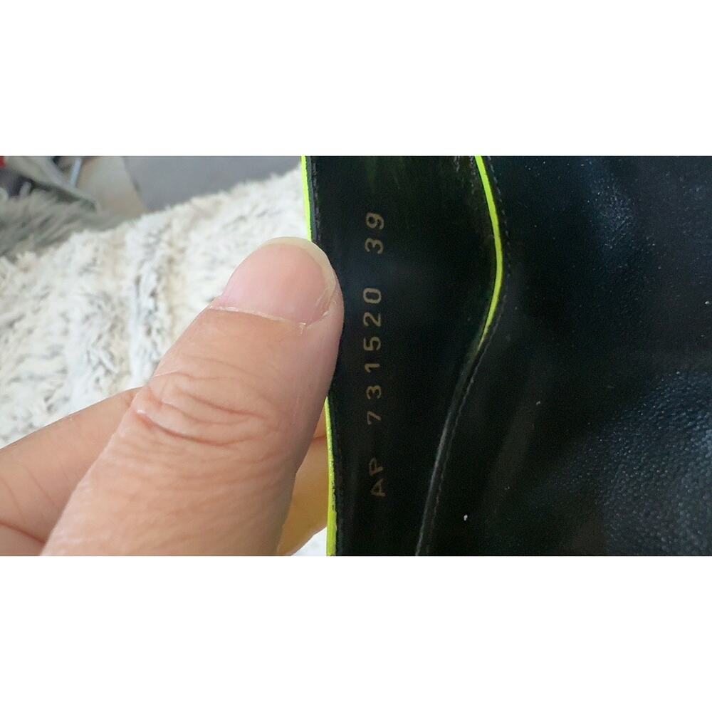 Saint Laurent Paloma Slingback Pumps Neon Yellow Patent Leather EU39 NIB - Picture 11 of 12